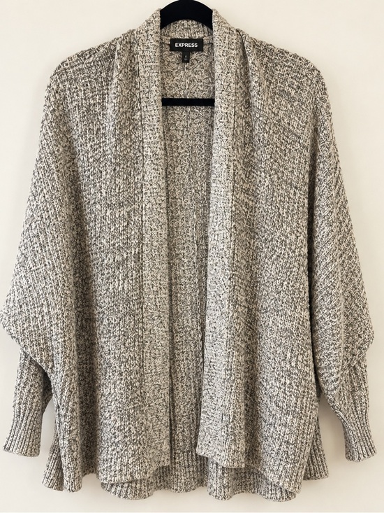 Express Sweaters - Express Gray Marled Knit Open Front Dolman Sleeve Shawl Collar Cardigan